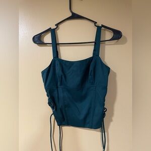 The Drop Elegant Teal Corset Crop Top